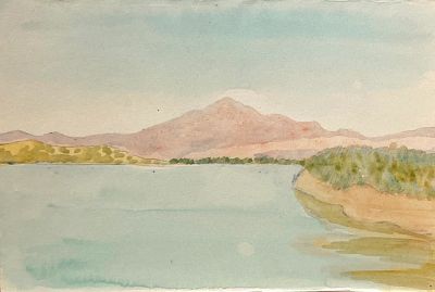 Глебова Татьяна Николаевна (1900 – 1985). Или. Алма-Ата. 1942-1945 гг. Бумага, акварель, 16х23,5 см.