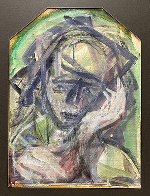 Тумин Марк Хаимович (Ефимович) (1946 - 2013). Женский портрет. 1998 г. Бумага цветная, темпера 