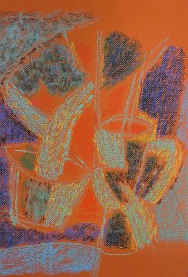 Зеелова Анастасия Евгеньевна. Натюрморт с бонсаем. 2025 г. Бумага, пастель, 48х32 см. Работа в 