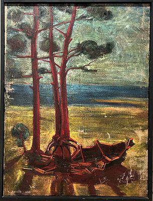 Геннадиев Андрей Борисович (1947). Пейзаж с лодкой. 1970-е гг. Холст, масло, 120х90 см. Работа 