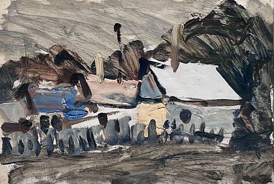 Лукка Валерий Николаевич (1945). Этюд. 1974 г. Бумага, масло. 21х31 см. Работа в хорошем 