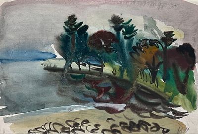 Лукка Валерий Николаевич (1945). Залив. Хельсинки. 1997 г. Бумага, акварель. 23х34 см. Работа в 