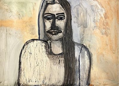 Картошкина Юлия Сергеевна (1985). Портрет девушки с распущенными волосами. 2015 г. Бумага 