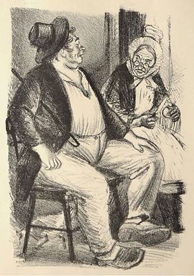 Рудаков Константин Иванович (1891— 1949). Иллюстрация к произведению Г.де Мопассана &laquo;Бочонок&raquo;. 