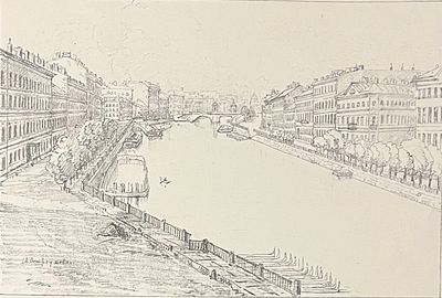 Остроумова-Лебедева Анна Петровна (1871-1955). Вид с Аничкова моста. 1920-е гг. Бумага 