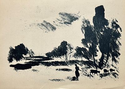 Пакулин Вячеслав Владимирович (1900–1951). Пейзаж. 1939 г., бумага, автолитография, 15х10,8 см. 