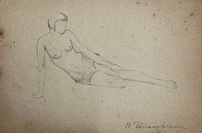 Белаковская Виктория Марковна (1901-1965). Модель. 1920-е гг. Бумага, карандаш, 18х27 см. Работа 
