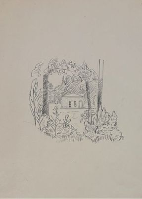 Стерлигов Владимир Васильевич (1904-1973). Пейзаж. Пушкин (?). 1951 г. Бумага, карандаш. 30 