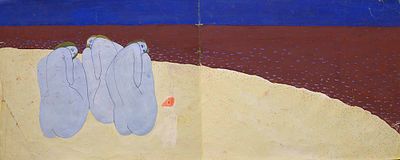 Алена (Валентина Сергеева), (1954-2024). На берегу. 1970-е гг. Бумага, темпера, карандаш, 34 