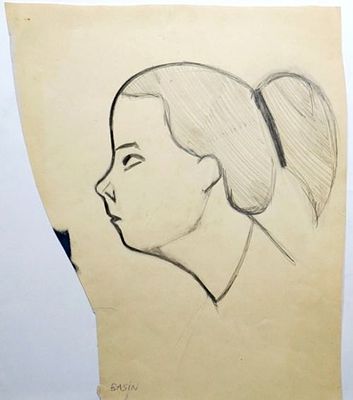 [школа Сидлина] Басин Анатолий Нисонович (1936). Портрет. 1960-е гг. Бумага, карандаш, 48х41 см. 