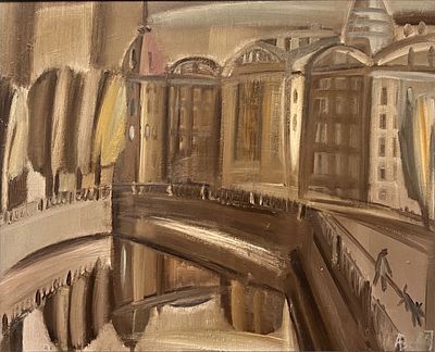 Ветрогонский Андрей Владимирович (1956). Прогулка по Карповке. 2007 г. Оргалит, масло, 65х80 см. 