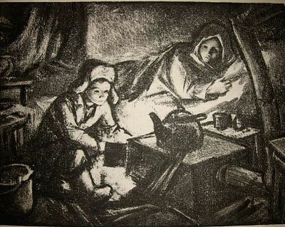 Слыщенко Виктор Сергеевич (1905–1991). Ленинград 1941. Будет горячий чай. 1940-е гг. Бумага 
