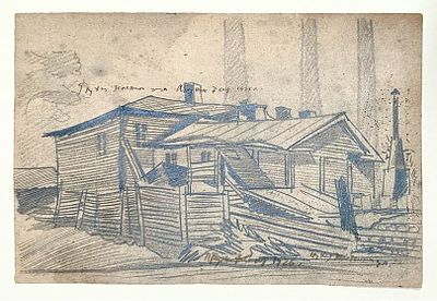 Тамби Владимир Александрович (1906–1955). Глухая зеленая улица. 1926 г. Бумага, графитный 