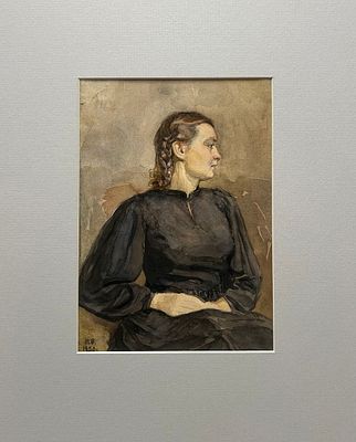 Володимиров Николай Николаевич (1910-2006). Женский портрет. 1950 г. Бумага, акварель, 22х16 см. 