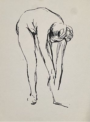 Капусцинский Виктор Евгеньевич (1917 – 1993). Модель. 1960-е гг. Бумага, тушь. 31х22 см. Работа 