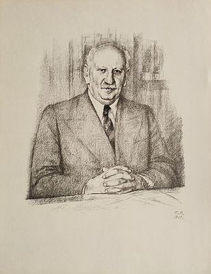 Верейский Георгий Семенович (1886- 1962). Портрет академика А.Ф. Иоффе. 1944 г. Бумага, офсет 