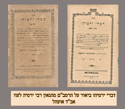 דברי ירמיהו – מהג"ר ירמיה לעוו –שני חלקים 
ספר דברי ירמיהו ביאור על הרמב"ם מהגאון רבי ירמיה 