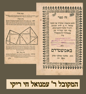נדיר מאד חתימות: ספר חושב מחשבות – המקובל ר' עמנואל חי ריקי – אמשטרדאם, תפ"ז – מהדורה 