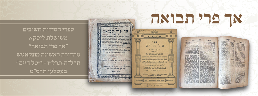 שני ספרי חסידות חשובים משושלת ליסקא – “אך פרי תבואה” מהדורה ראשונה | מונקאטש תרל״ה–תרל״ו – ו“טל 