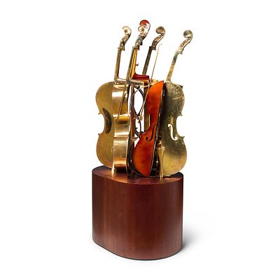 ** Arman 1928-2005 (French, American) La Quadrature / Quadrature du cercle, 1989 sliced cellos 