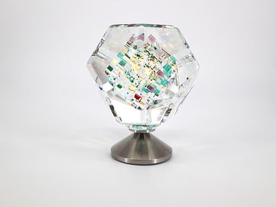 ** Jon Kuhn b.1949 (American) 'Wings of Heat', 12-Sided Dodecagon Glass Sculpture on rotating 