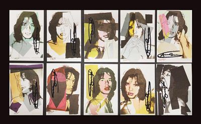 ** Andy Warhol 1928-1987 (American) Mick Jagger portfolio, 1975 offset lithograph, 10 Cards 