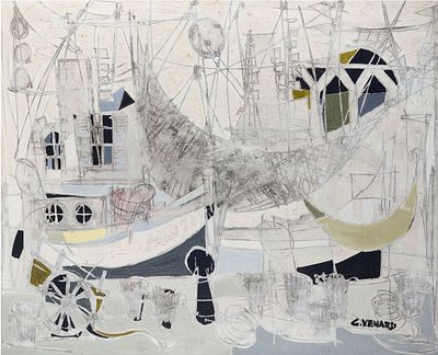 ** Claude Venard 1913-1999 (French) The Port oil on canvas 80x100 cm signed lower right