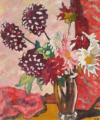 ** Louis Valtat 1869-1952 (French) Bouquet de dahlias, c.1940 oil on canvas 55x46 cm stamped
