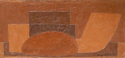 ** Serge Charchoune 1888-1975 (Russian) Composition in brown, 1927 oil on canvas mounted on