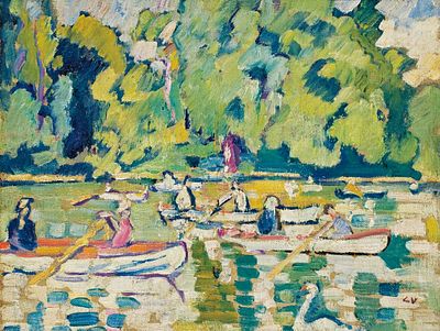 Louis Valtat 1869-1952 (French) Barques au bois de Boulogne, 1938 oil on canvas 28x36 cm