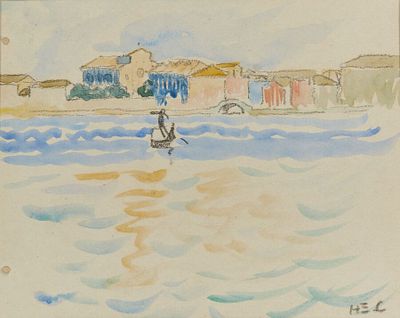 ** Henri-Edmond Cross 1856-1910 (French) Gondolier in Venice watercolor on paper 10.50x13 cm