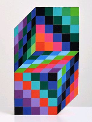 ** Victor Vasarely 1906-1997 (Hungarian, French) Untitled - unique vinyl applique over wood