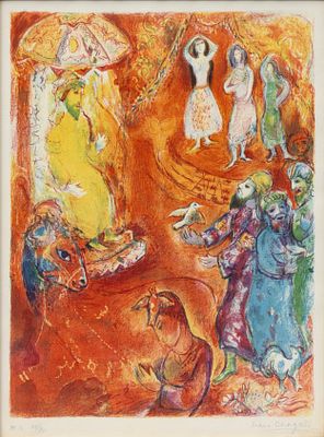 ** Marc Chagall 1887-1985 (Russian, French) Pl.10 from 'Four Tales from the Arabian Nights'