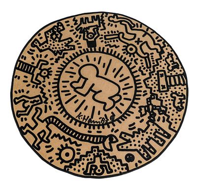 ** Keith Haring 1958-1990 (American) Untitled, 1983 ; Overall good condition abstract ink on