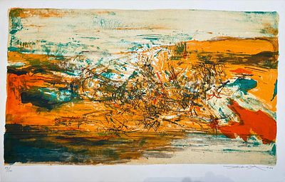 ** Zao Wou-KI 1921-2013 (Chinese-French) Sans titre. 1973 lithogrpah 41.70x69 cm signed and