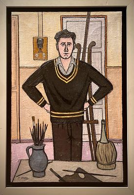 ** Claude Venard 1913-1999 (French) The portrait of a friend of the artist in his studio oil on
