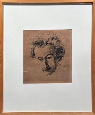 Julius C. Turner 1881-1948 (German) Portrait of Albert Einstein, 1920's etching 41x38 cm signed