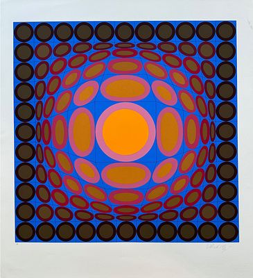Victor Vasarely 1906-1997 (Hungarian, French) Tri-Vega, 1975 serigraph in colors 66x66cm signed