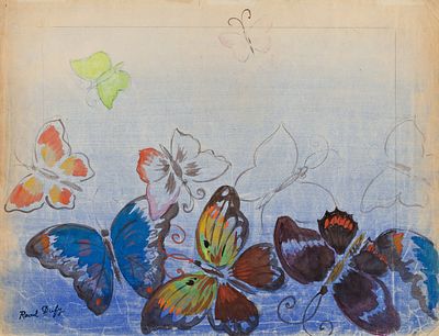 ** Raoul Dufy - ** Raoul Dufy 1877-1953 (French) Etude de Papillons watercolor and crayon on