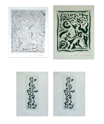 ** Andre Masson - ** Andre Masson 1896-1987 (French) Lot includes 4 works; 1. Blue Moon Press-