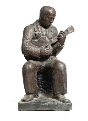 Jacques Loutchansky - Jacques Loutchansky 1876-1978 (Ukrainian) Guitarist bronze sculpture;