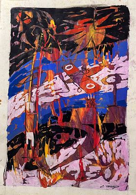 ** Claude Venard - ** Claude Venard 1913-1999 (French) The plane gouache on paper 54x37.50 cm