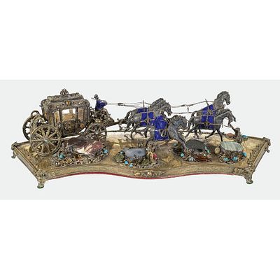 ** Probably Austria-Hungary or Poland, 19-20th Century. Model of a stately four-horse carriage
