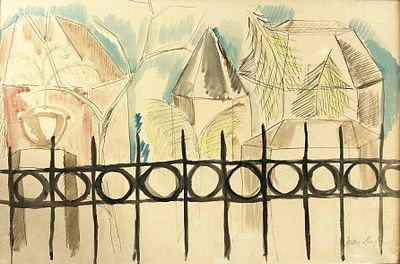 ** Jean Dufy - ** Jean Dufy 1888-1964 (French) Au dessus de la Barriere (over the fence)