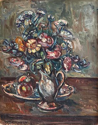 Pinchus Kremegne - Pinchus Kremegne 1890-1981 (Belarusian, French) Vase of flowers oil on canvas