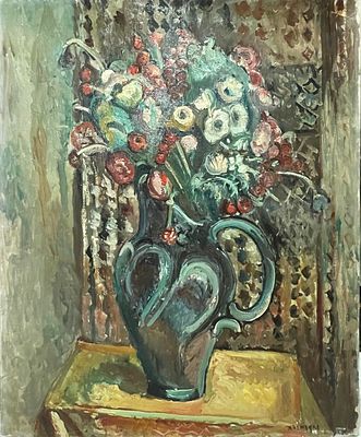 Pinchus Kremegne - Pinchus Kremegne 1890-1981 (French, Belarusian) Vase of flowers, c. 1930 oil on 
