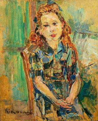 ** Michel Kikoine - ** Michel Kikoine 1892-1968 (French, Belarusian) Portrait of a young girl oil 