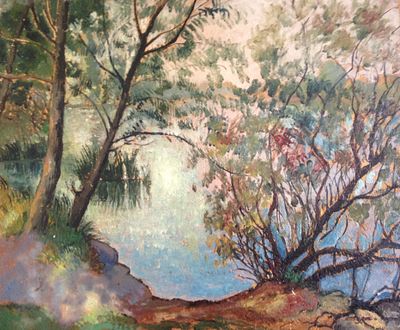 ** Georges Manzana-Pissarro - ** Georges Manzana-Pissarro 1871-1961 (French) Trees and river 