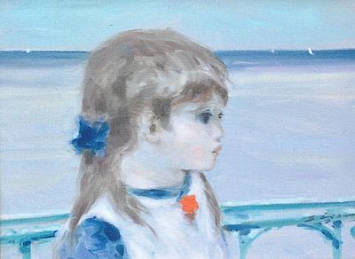 ** Andre Gisson - ** Andre Gisson 1921-2003 (French, American) Young girl by the sea oil on canvas 