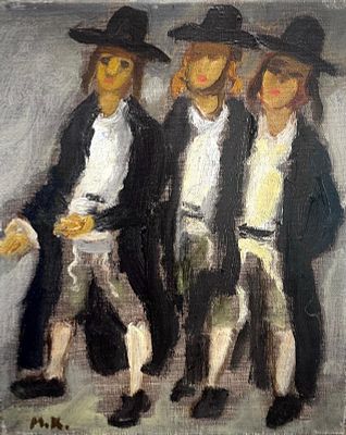 ** Mane Katz - ** Mane Katz 1894-1962 (Ukrainian, French) Three Young Jewish Men, 1960 oil on 
